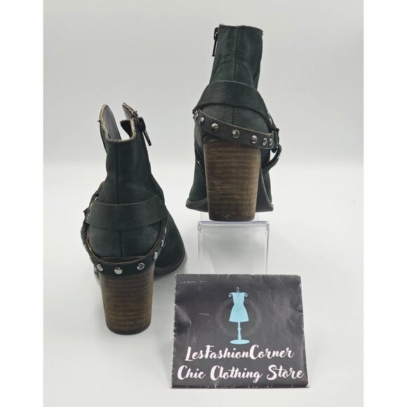 Matisse Women's Gray Leather Harney Heeled Ankle Boots Studded Strap Sz7.5 2919 - Picture 5 of 16